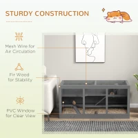 PawHut Wooden Hamster Cage Rat Cage with Slide, Tray, Grey(m-5)