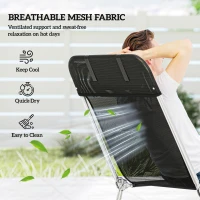 Outsunny Folding Chaise Lounge Chair, Portable Tanning Chair with Adjustable Backrest, Pillow for Beach Poolside Patio, Black(m-5)