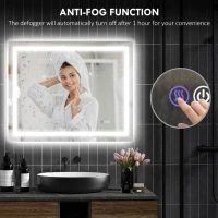 HOMCOM Dimmable Bathroom Mirror with Lights, 39" x 32" Backlit/Front Lit LED Mirror, Anti-Fog, Memory, Infinite Color Temp(m-6)
