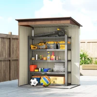 Outsunny 5.2' x 3.5' Outdoor Storage Shed, Easy to Assemble Metal Garden Shed, for Backyard, Lawn, Patio, Light Brown(m-10)