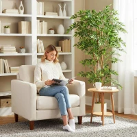 HOMCOM 6FT Artificial Banyan Tree Set of 2, Fake Potted Tree with Solid Wood Trunk and Pot for Indoor(m-9)