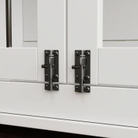 PawHut 39" Dog Crate Furniture Side Table for Large Dogs with Three Doors, Blackboard & Non-Slip Foot Pads, White(m-9)