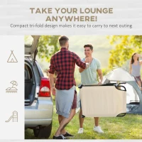 Outsunny 2PCS Adjustable Outdoor Lounge Chair, Garden Folding Chaise Lounge with Face Hole Reclining Tanning Chair Seat, Folding Camping Beach Lounging Bed w/ Head Support, Beige(m-9)