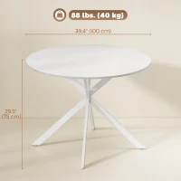 HOMCOM 40" Round Kitchen Table for 4, Industrial Dining Table with Steel Legs for Dining Room, White Oak(m-3)