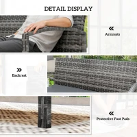 Outsunny 33 Gallon Outdoor Storage Bench, Wicker Deck Box Patio Bench Seat with Cushion, Grey(m-7)