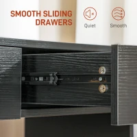 HOMCOM Makeup Vanity Desk Set with Stool, Dressing Table with LED Lighting Mirror, Drawers, for Bedroom, Black(m-7)