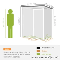 Outsunny 5.2' x 3.5' Outdoor Storage Shed, Easy to Assemble Metal Garden Shed, for Backyard, Lawn, Patio, Dark Grey(m-3)