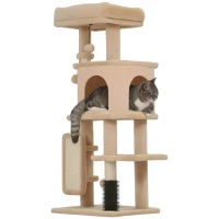 PawHut 41 Inch Cat Tree with Scratching Posts, Cat Bed, Condo, Grooming Brush, Jumping Platforms, Toy Balls, Anti-tip Kit(m-11)