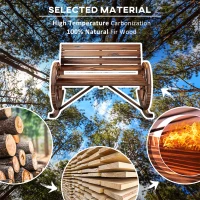 Outsunny Rocking Outdoor Bench, Wood Outdoor Loveseat with Wagon Wheel Armrests, Carbonized(m-5)