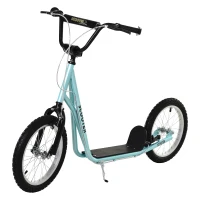 Aosom Youth Scooter Kick Scooter for Kids 5+, Max Load 220 LBS., with Adjustable Handlebar, 16" Inflatable Wheels, Dual Brakes, Blue(m-1)