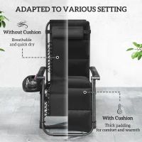 Outsunny 2pcs Reclining Zero Gravity Chair with Adjustable Backrest, Folding Garden Sun Lounger with Removable Cushion, Grey(m-5)