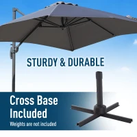 Outsunny 8ft x 8ft Square Offset 360 Cantilever Market Patio Umbrella with Cross Base Gray(m-6)