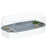 PawHut Turtle Tank Kit, Turtle Aquarium with Basking Platform, Water Pump, Filter Layer Design, Reptile Habitat(m-11)