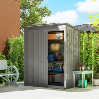 Outsunny 5.2' x 3.5' Outdoor Storage Shed, Easy to Assemble Metal Garden Shed, for Backyard, Lawn, Patio, Light Grey(m-1)