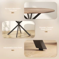 HOMCOM 47" Round Kitchen Table for 4, Industrial Dining Table with Steel Legs for Dining Room, Dark Brown and Black(m-6)