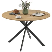 HOMCOM 47" Round Kitchen Table for 4, Industrial Dining Table with Steel Legs for Dining Room, Brown and Black(m-11)