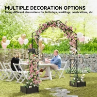 Outsunny Garden Arch Outdoor Trellis Arbor with 2 Planter Boxes, 90.6" x 15.7" x 88.2", Black(m-9)