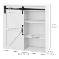 kleankin Bathroom Medicine Cabinet, Wall Cabinet with Sliding Door and Adjustable Shelf, 22.8" x 7.8" x 24.4", White(m-3)