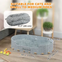 PawHut Dog Bed, Cat Bed with Washable Removable Cushion, Scratch-Resistant, Felt Cat Couch Sofa for Small Medium Dogs, Grey(m-3)
