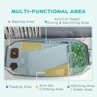 PawHut Turtle Tank Kit, Turtle Aquarium with Basking Platform, Water Pump, Filter Layer Design, Reptile Habitat(m-5)