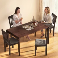 HOMCOM Modern Dining Chairs Set of 2, Linen Upholstered Kitchen Chairs with Rubberwood Legs for Dining Room, Living Room, Gray(m-8)