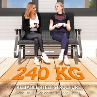 Outsunny Garden Double Gliding Chair, Patio Glider Armchair for Outdoor, Backyard Mesh Seat and Backrest, Steel Frame Black(m-6)