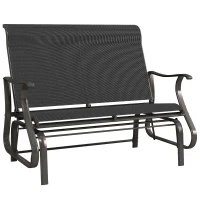 Outsunny Garden Double Gliding Chair, Patio Glider Armchair for Outdoor, Backyard Mesh Seat and Backrest, Steel Frame Black(m-11)
