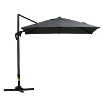 Outsunny 8ft x 8ft Square Offset 360 Cantilever Market Patio Umbrella with Cross Base Gray(m-11)