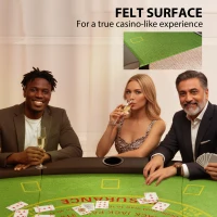 Soozier Poker Table Foldable, 72" Portable Casino Blackjack Table for 8 Players with Felt Surface, Cup Holders, Green(m-6)