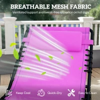 Outsunny Folding Chaise Lounge Pool Chair with 4-Position Reclining Back, Pillow, Breathable Mesh & Bungee Seat, Purple(m-5)