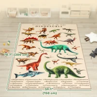 Qaba Large Play Mat 200 x 150 cm, Crawling Mat for Toddlers, Living Room and Bedroom with Dinosaur Pattern(m-3)