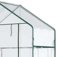 Outsunny 56" x 29" x 77" Walk-in Greenhouse, Mini Greenhouse with 4 Shelves, Roll-Up Door and Weatherized Cover, Clear(m-11)