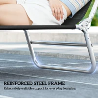 Outsunny Folding Chaise Lounge Chair, Portable Tanning Chair with Adjustable Backrest, Pillow for Beach Poolside Patio, Black(m-7)