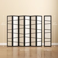 HOMCOM 66.9" Folding Room Divider, 6 Panel Wall Partition with Wood Frame for Bedroom, Home Office, White(m-3)