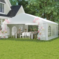 Outsunny 20' x 20' Heavy-duty Large Wedding Tent, Outdoor Carport Garage Party Tent, Patio Gazebo Canopy with Sidewall, White(m-9)
