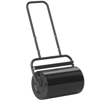 Outsunny 20-Inch Push/Tow Behind Lawn Roller Filled with 10 Gal Water or Sand for Flattening Sod in the Garden, Black