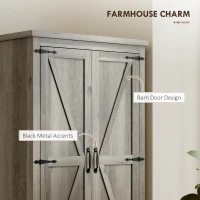 HOMCOM Farmhouse Kitchen Pantry Storage Cabinet, 64" Freestanding Kitchen Pantry Cabinet with Drawers, Distressed Grey(m-4)