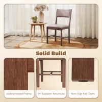 HOMCOM Modern Dining Chairs Set of 4, Linen Fabric Kitchen Chairs with Rubberwood Legs for Dining Room, Living Room, Brown(m-5)