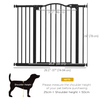 PawHut Extra Tall Dog Gate with Door, Pressure Fit, Auto Close, Double Locking for Doorways Hallways Stairs, 29"-37", Black(m-3)