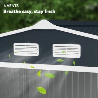 Outsunny 9' x 6' Outdoor Storage Shed, Garden Tool Metal Shed with Foundation Kit, Dark Gray(m-8)