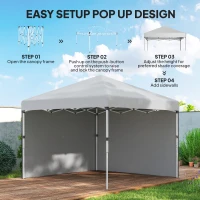 Outsunny 10' x 10' Pop Up Canopy with Sidewalls, Roller Bag, Height Adjustable Instant Tent for Outdoor, Garden, Patio, White(m-5)
