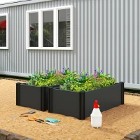 Outsunny Vinyl Raised Garden Bed Kit, Set of 2 Elevated Garden Boxes with Open Bottom, Screwless Outdoor Planter Box(m-8)