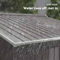 Outsunny 9' x 6' Outdoor Storage Shed, Garden Tool Metal Shed with Foundation Kit, Light Gray(m-7)