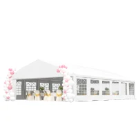 Outsunny 23' x 39' Large Outdoor Carport Canopy Party Tent with Removable Protective Sidewalls & Windows, White(m-11)