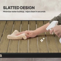 Outsunny Patio Dining Table for 8, Rectangular Aluminum Outdoor Table for Garden Lawn Backyard, Natural(m-5)