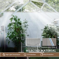 Outsunny 6' x 4' Walk-In Greenhouse, Polycarbonate Greenhouse with Sliding Door, Window, Aluminium Frame, Foundation, Silver(m-5)