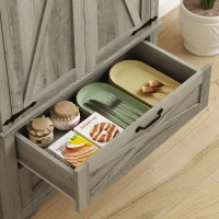 HOMCOM Farmhouse Kitchen Pantry Storage Cabinet, 64" Freestanding Kitchen Pantry Cabinet with Drawers, Distressed Grey(m-10)