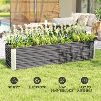 Outsunny 6' x 1.5' x 1.3' Galvanized Raised Garden Bed, Elevated Large Metal Planter Box w/ Install Gloves, Light Grey(m-6)