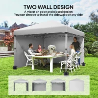 Outsunny 10' x 10' Pop Up Canopy with Sidewalls, Roller Bag, Height Adjustable Instant Tent for Outdoor, Garden, Patio, White(m-4)