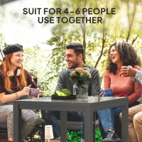 Outsunny Extendable Patio Dining Table, 33.5"-49.2" Adjustable Outdoor Dining Table for 4-6 Person, with Tempered Glass Top, Metal Frame, for Lawn, Garden, Dark Grey(m-5)